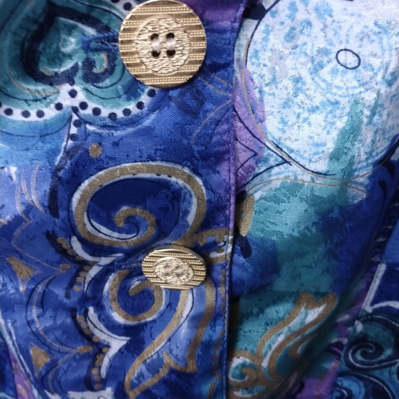 Pierre Lamonte Royal Blue/Purple multi Print Suit Jacket - Picture 4 of 10